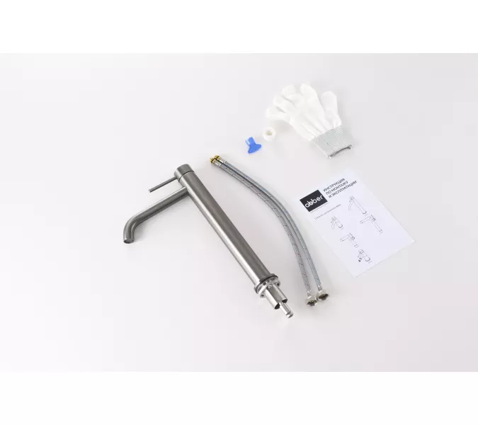 Смеситель ABBER Wasser Kreis 316 AF8111BGG-L для накладной раковины, оружейная сталь брашированная, Выбрать цвет: Оружейная сталь, изображение 2