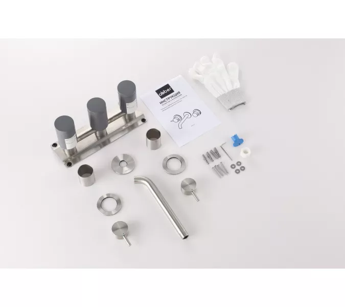 Смеситель ABBER Wasser Kreis 316 AF81123BST-L для раковины скрытого монтажа, сталь брашированная, Выбрать цвет: Сталь брашированная, изображение 2