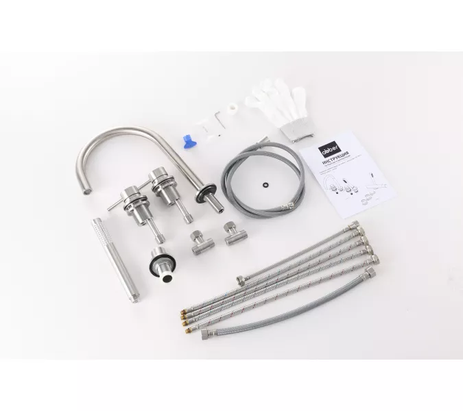 Смеситель ABBER Wasser Kreis 316 AF8113BST на борт ванны, сталь брашированная, Выбрать цвет: Сталь брашированная, изображение 2