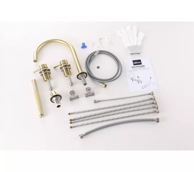 Смеситель ABBER Wasser Kreis 316 AF8113BG на борт ванны, золото брашированное, Выбрать цвет: Золото брашированное, изображение 2