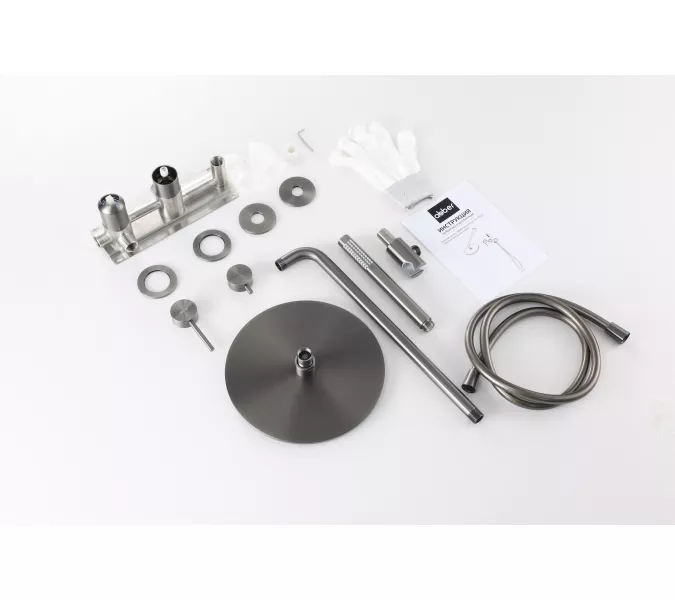 Душевая система ABBER Wasser Kreis 316 AF8118BGG скрытого монтажа без излива, оружейная сталь брашированная, Выбрать цвет: Оружейная сталь брашированная, изображение 2