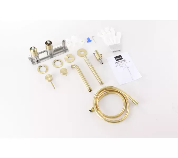 Смеситель ABBER Wasser Kreis 316 AF8130BG для ванны скрытого монтажа, золото брашированное, Выбрать цвет: Золото брашированное, изображение 2