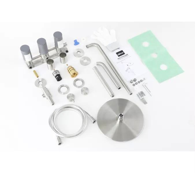 Душевая система ABBER Wasser Kreis 316 AF8150BST скрытого монтажа с изливом, термостат, сталь брашированная, Выбрать цвет: Сталь брашированная, изображение 2