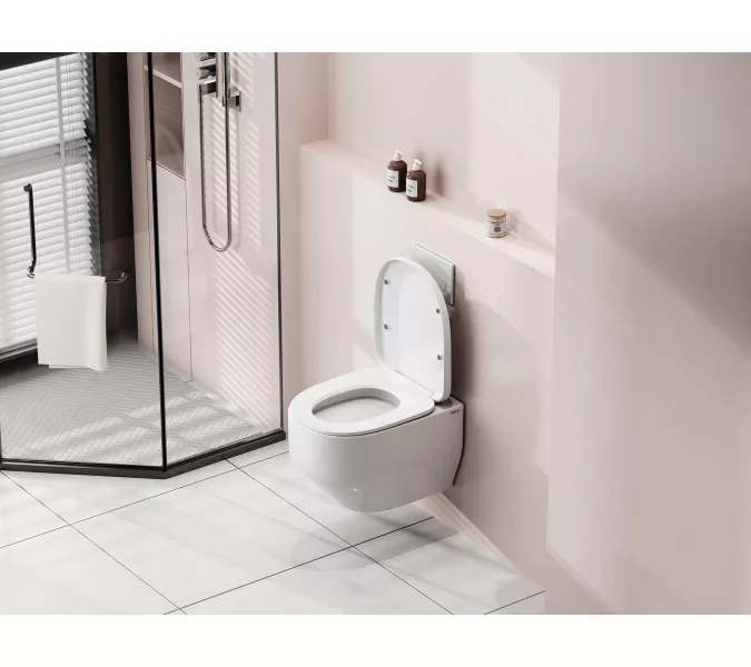 Унитаз ABBER Rechteck AC1218 подвесной белый, безободковый, смыв торнадо и струйный смыв, изображение 4