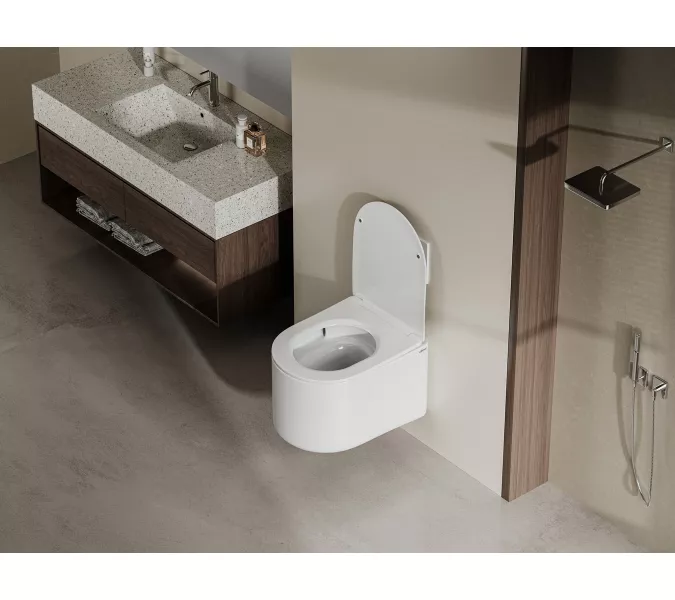 Унитаз ABBER Bequem AC1129 подвесной белый, безободковый, смыв торнадо, изображение 4