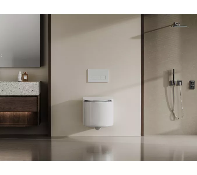 Унитаз ABBER Bequem AC1129 подвесной белый, безободковый, смыв торнадо, изображение 3