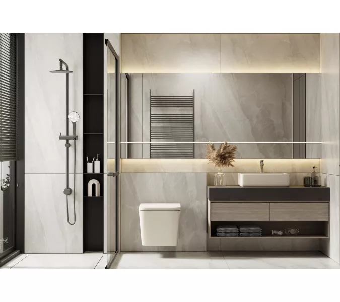 Унитаз ABBER Rechteck AC1201MBE подвесной светло-бежевый матовый, безободковый, изображение 2