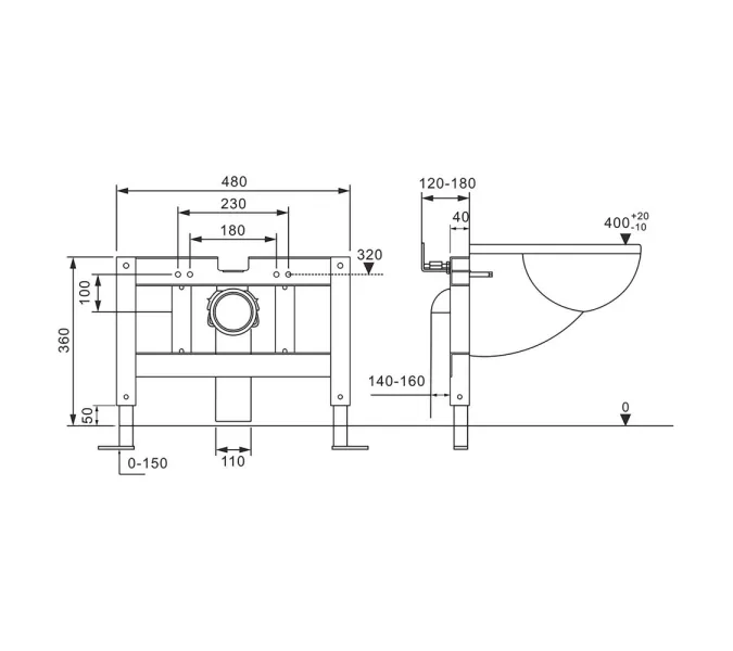 Комплект ABBER подвесной унитаз Bequem AC1107P белый с импульсным смывом с инсталляцией AC0101P, изображение 5