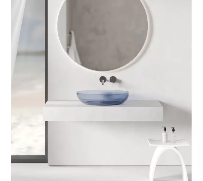 Раковина накладная прозрачная ABBER Kristall AT2801Saphir синяя, Выбрать цвет: Синий, изображение 5