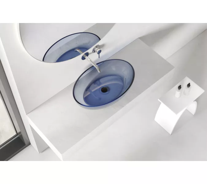 Раковина накладная прозрачная ABBER Kristall AT2801Saphir синяя, Выбрать цвет: Синий, изображение 6