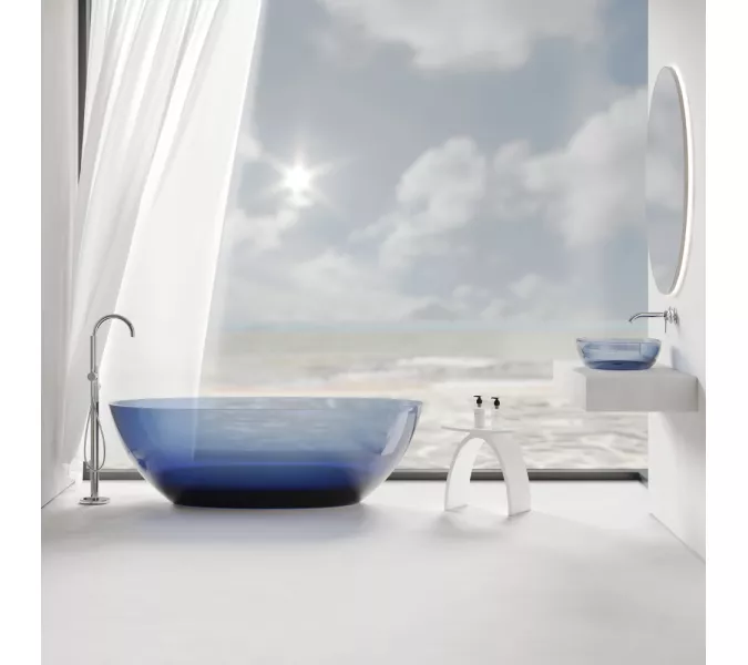 Раковина накладная прозрачная ABBER Kristall AT2801Saphir синяя, Выбрать цвет: Синий, изображение 7