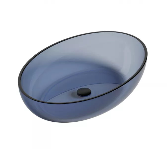 Раковина накладная прозрачная ABBER Kristall AT2801Saphir синяя, Выбрать цвет: Синий, изображение 2