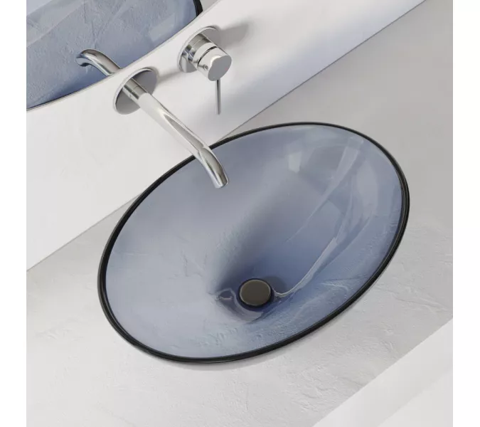 Раковина накладная прозрачная ABBER Kristall AT2802Saphir синяя, Выбрать цвет: Синий