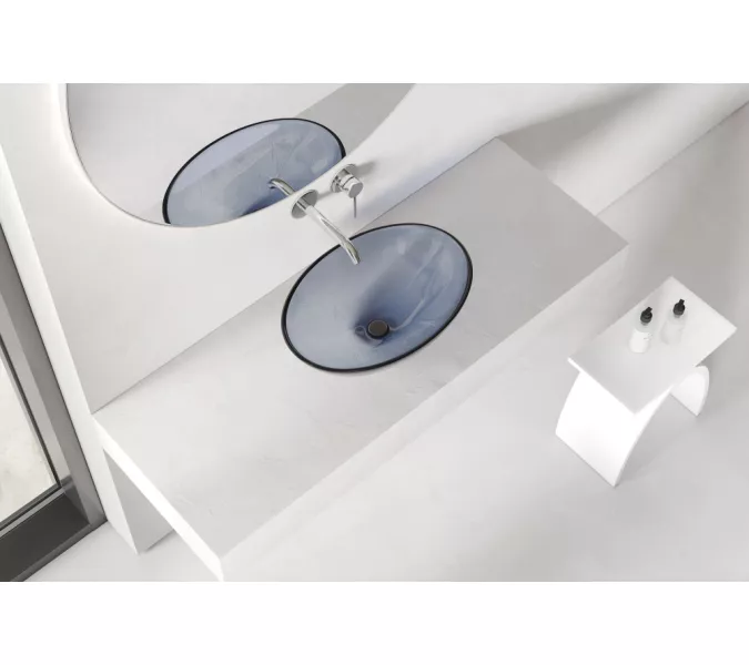 Раковина накладная прозрачная ABBER Kristall AT2802Saphir синяя, Выбрать цвет: Синий, изображение 7