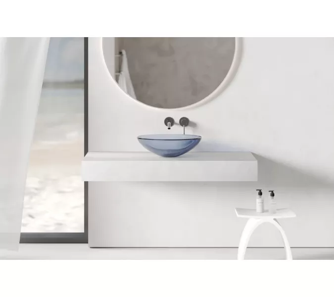 Раковина накладная прозрачная ABBER Kristall AT2802Saphir синяя, Выбрать цвет: Синий, изображение 8