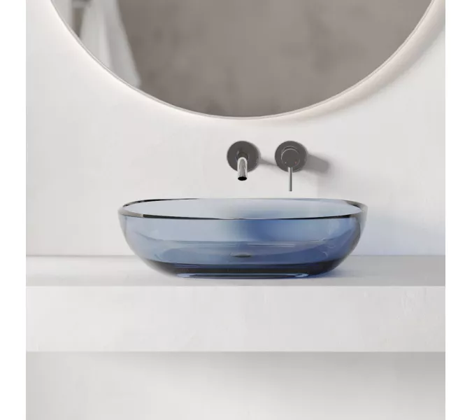 Раковина накладная прозрачная ABBER Kristall AT2805Saphir синяя, Выбрать цвет: Синий, изображение 5