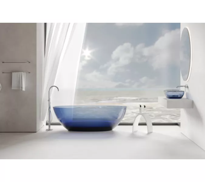 Раковина накладная прозрачная ABBER Kristall AT2805Saphir синяя, Выбрать цвет: Синий, изображение 8