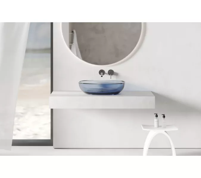 Раковина накладная прозрачная ABBER Kristall AT2805Saphir синяя, Выбрать цвет: Синий, изображение 7