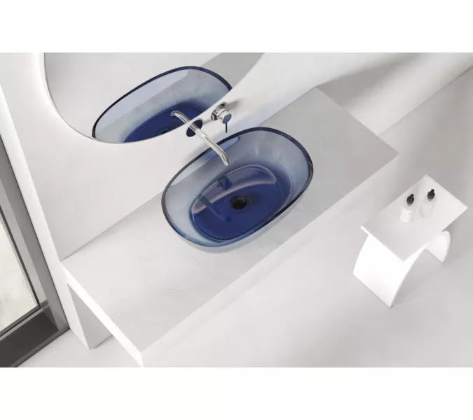 Раковина накладная прозрачная ABBER Kristall AT2805Saphir синяя, Выбрать цвет: Синий, изображение 6