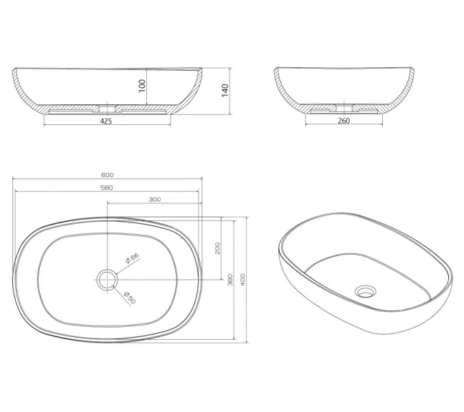 Раковина накладная прозрачная ABBER Kristall AT2805Saphir синяя, Выбрать цвет: Синий, изображение 9