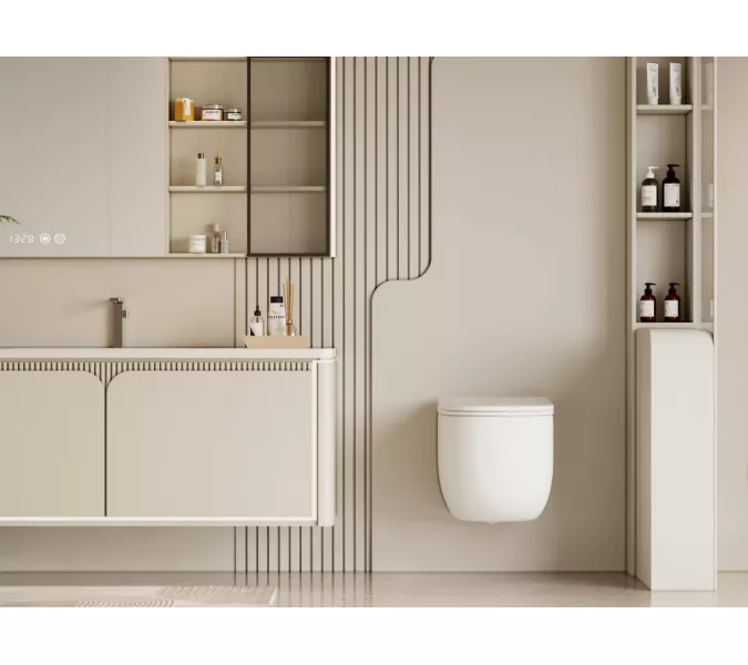 Унитаз ABBER Bequem AC1104TMW подвесной белый матовый, безободковый, смыв торнадо, Выбрать цвет: Белый матовый, изображение 7