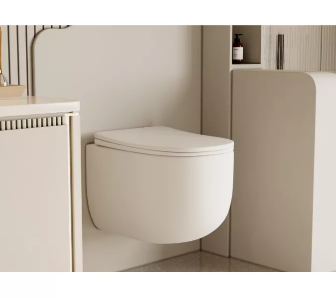 Унитаз ABBER Bequem AC1104TMW подвесной белый матовый, безободковый, смыв торнадо, Выбрать цвет: Белый матовый, изображение 8