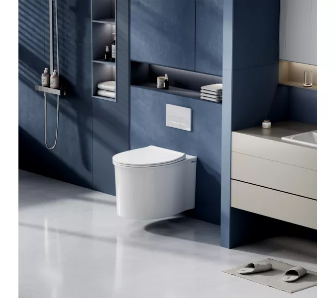 Унитаз ABBER Bequem AC1127 подвесной белый, безободковый, смыв торнадо и струйный смыв, изображение 2