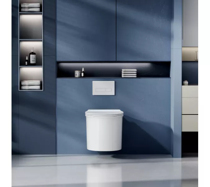 Унитаз ABBER Bequem AC1127 подвесной белый, безободковый, смыв торнадо и струйный смыв, изображение 3