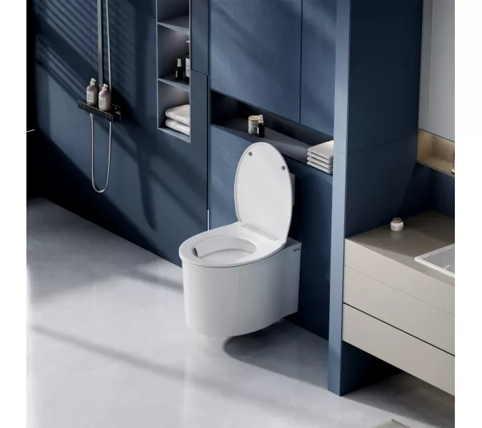 Унитаз ABBER Bequem AC1127 подвесной белый, безободковый, смыв торнадо и струйный смыв, изображение 5