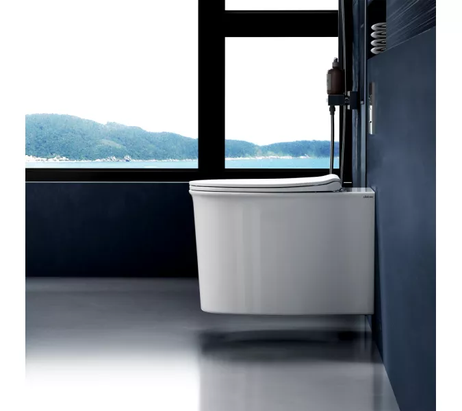Унитаз ABBER Bequem AC1127 подвесной белый, безободковый, смыв торнадо и струйный смыв, изображение 6