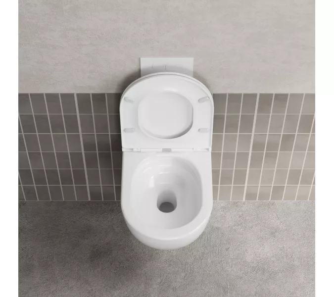 Унитаз ABBER Bequem AC1131TC подвесной белый, безободковый, смыв торнадо, с закрытым дном, изображение 5