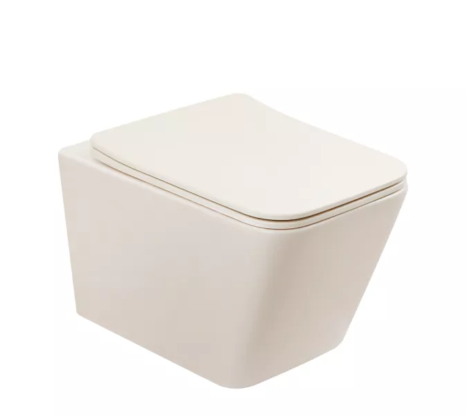 Унитаз ABBER Rechteck AC1201MBE подвесной светло-бежевый матовый, безободковый