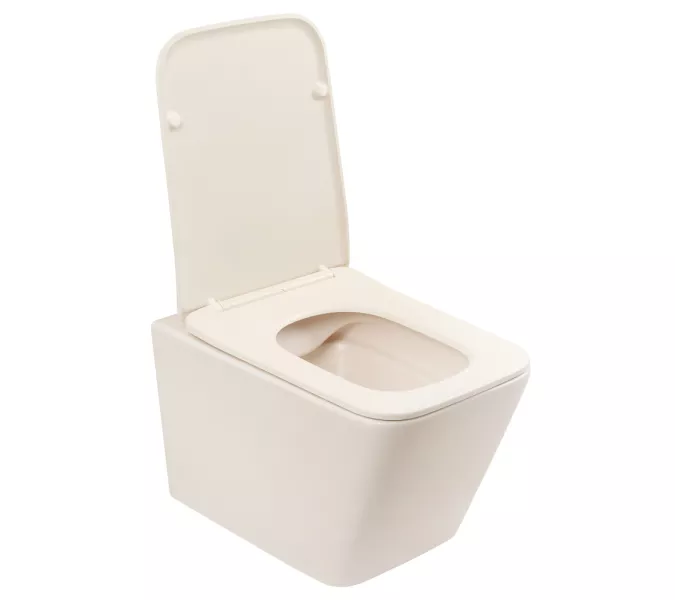 Унитаз ABBER Rechteck AC1201MBE подвесной светло-бежевый матовый, безободковый, изображение 7