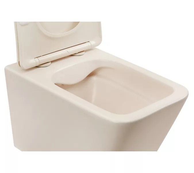 Унитаз ABBER Rechteck AC1201MBE подвесной светло-бежевый матовый, безободковый, изображение 8