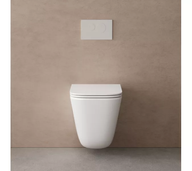 Унитаз ABBER Rechteck AC1220TC подвесной белый, безободковый, смыв торнадо, с закрытым дном, изображение 4