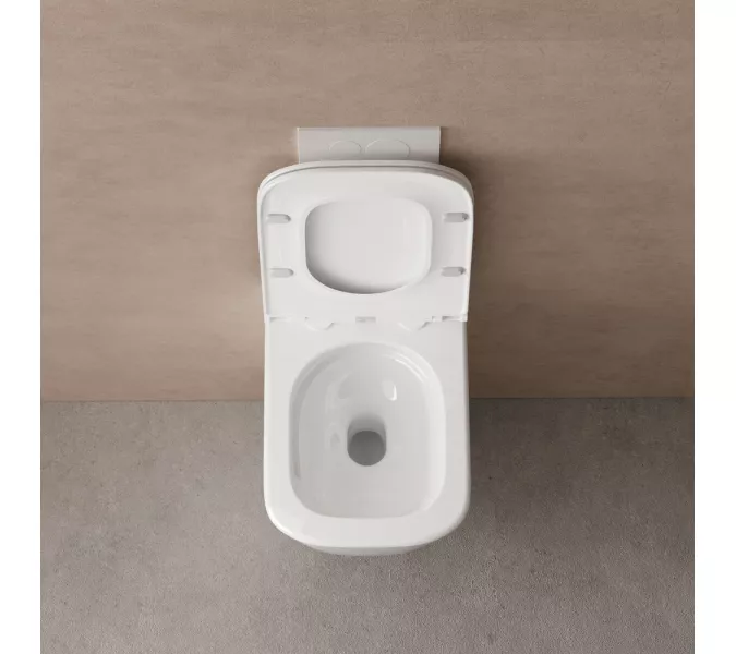 Унитаз ABBER Rechteck AC1220TC подвесной белый, безободковый, смыв торнадо, с закрытым дном, изображение 5