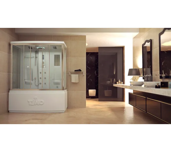 Душевая кабина  прямоугольная Timo LUX  T-7750/7770 высокий поддон, Выбрать размер: 150x88, Внешний вид: маленькое зеркало, изображение 2