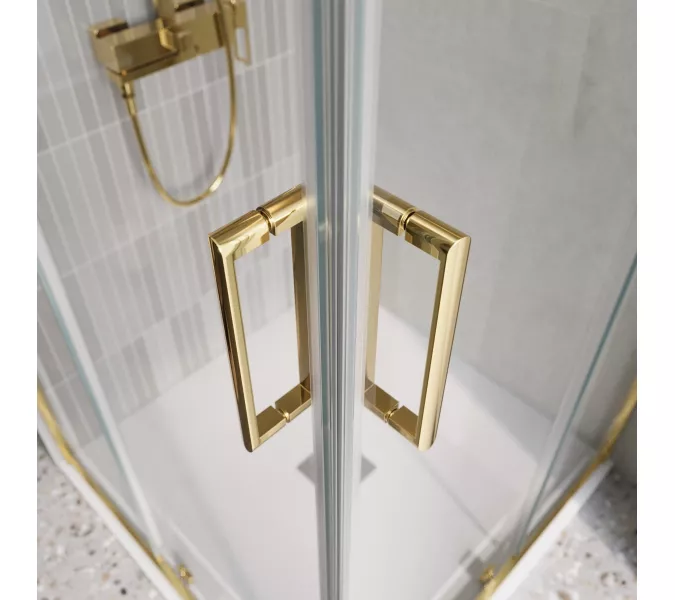 Душевой уголок BelBagno LUCE-A-2-90-C-ORO, Цвет стекла: прозрачное, Цвет профиля: Золото, Выбрать размер: 90x90, изображение 2