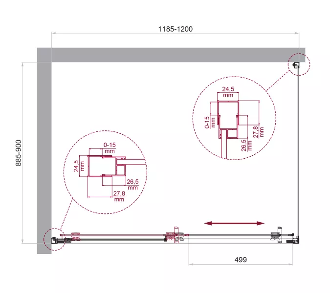 Душевой уголок BelBagno LUCE-AH-1-120/90-P-Cr рифленое, Цвет стекла: рифленое, Цвет профиля: Хром, Выбрать размер: 120x90, изображение 6
