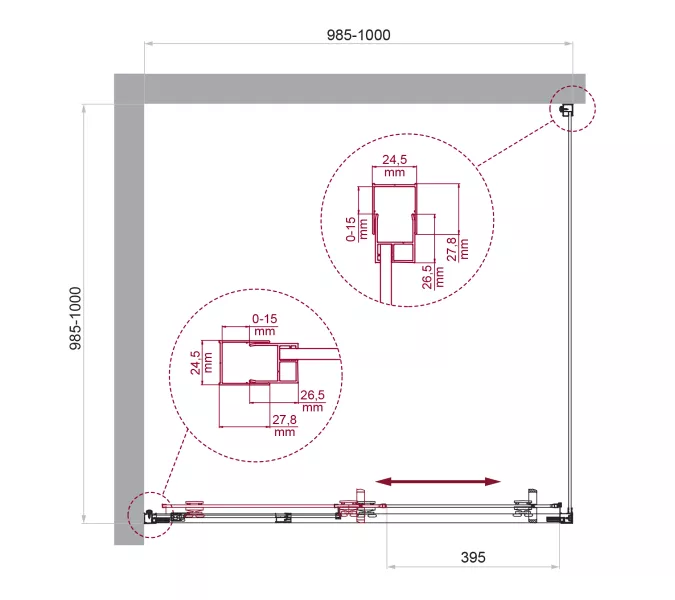 Душевой уголок BelBagno LUCE-A-1-100/100-C-Cr, изображение 6