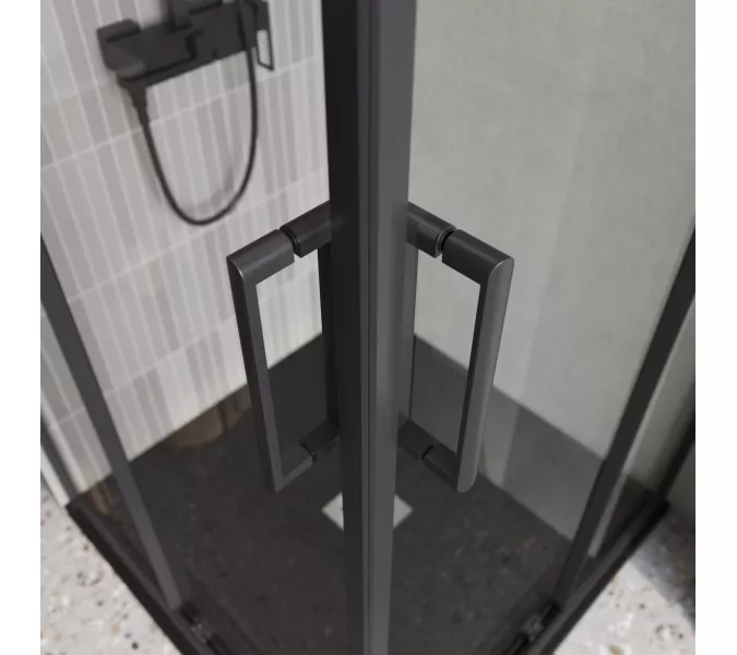 Душевой уголок BelBagno LUCE-A-2-90-C-NERO, Цвет стекла: прозрачное, Цвет профиля: Черный, Выбрать размер: 90x90, изображение 2