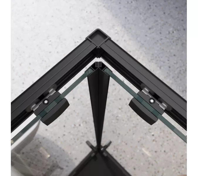 Душевой уголок BelBagno LUCE-A-2-90-C-NERO, Цвет стекла: прозрачное, Цвет профиля: Черный, Выбрать размер: 90x90, изображение 3