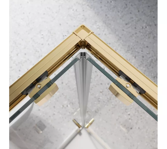 Душевой уголок BelBagno LUCE-A-2-90-C-ORO, Цвет стекла: прозрачное, Цвет профиля: Золото, Выбрать размер: 90x90, изображение 3