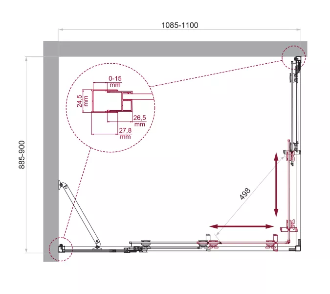 Душевой уголок BelBagno LUCE-AH-21/-P-Cr рифленое, Цвет стекла: рифленое, Цвет профиля: Хром, Выбрать размер: 110x90, изображение 9