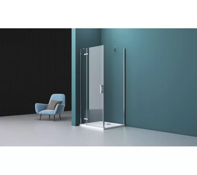 Душевой уголок BelBagno KRAFT-AH-12/-C-Cr-L/R, Цвет стекла: прозрачное, Цвет профиля: Хром, Выбрать размер: 80x90, Ориентация: левая, изображение 4