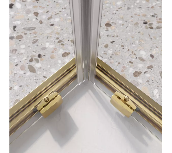 Душевой уголок BelBagno LUCE-A-2-90-C-ORO, Цвет стекла: прозрачное, Цвет профиля: Золото, Выбрать размер: 90x90, изображение 4