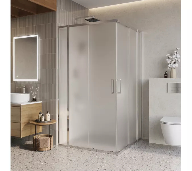 Душевой уголок BelBagno LUCE-A-22-90+20-P-Cr рифленое, Цвет стекла: рифленое, Цвет профиля: Хром, Выбрать размер: 110x110