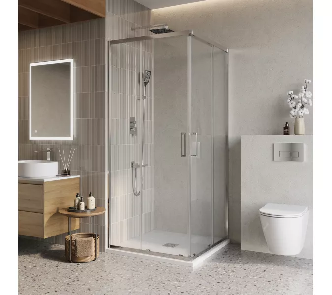 Душевой уголок BelBagno LUCE-A-2/-C-Cr, Цвет стекла: прозрачное, Цвет профиля: Хром, Выбрать размер: 80x80