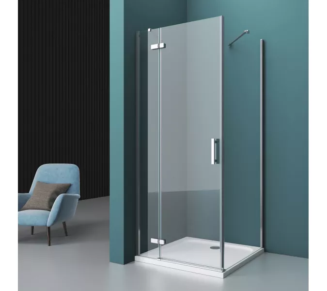 Душевой уголок BelBagno KRAFT-AH-12/-C-Cr-L/R, Цвет стекла: прозрачное, Цвет профиля: Хром, Выбрать размер: 80x90, Ориентация: левая