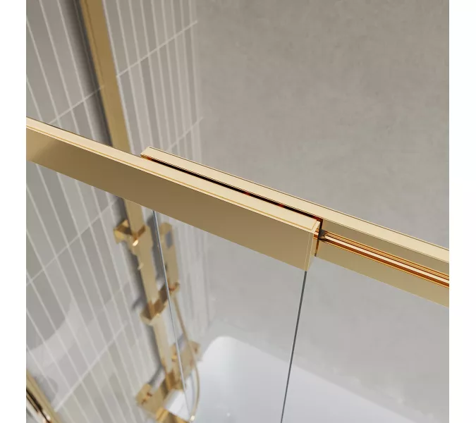Душевая шторка на ванну BelBagno LUCE-VF-11/-C-ORO, Цвет стекла: прозрачное, Цвет профиля: Золото, Выбрать размер: 100, изображение 5